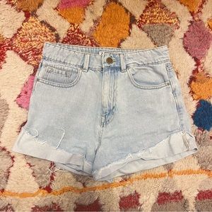 Zara | Distressed High Waisted Denim Shorts